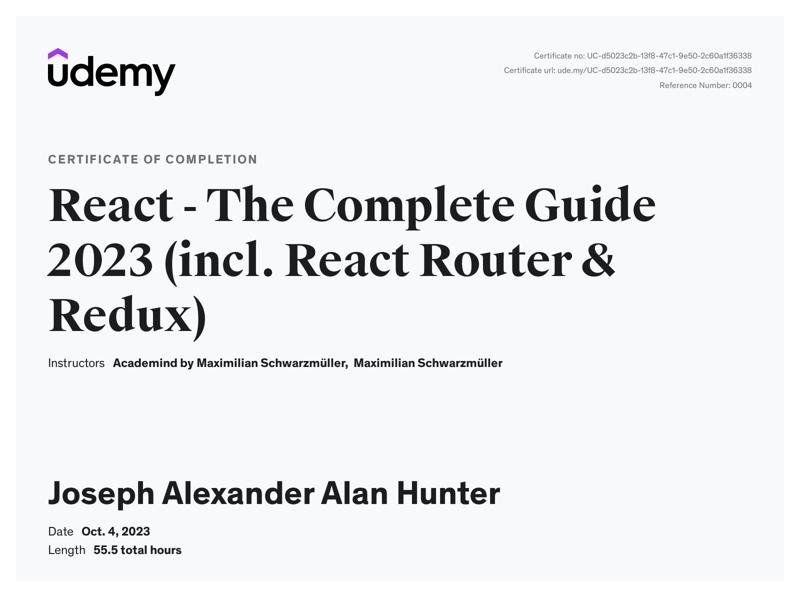 React Complete Guide 2023